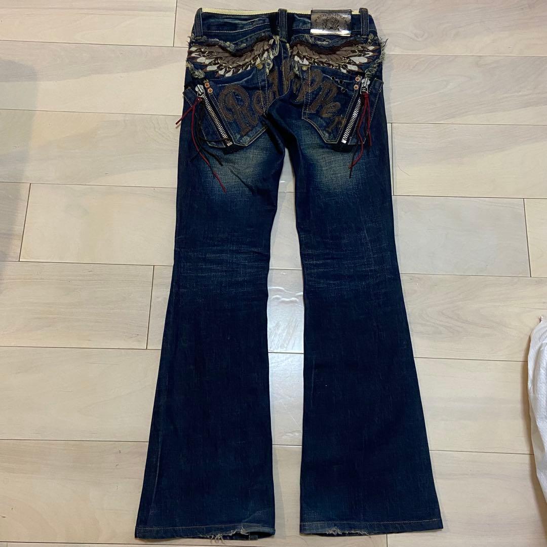 レッドペッパー フレア デニム 24 インディゴ 刺繍 スタッズ y2k 平成