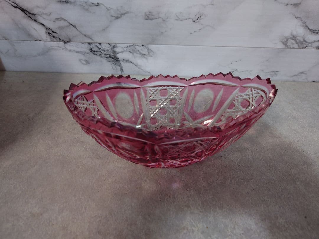 未使用】山崎 薩摩切子 船形鉢 ワインレッド - メルカリ