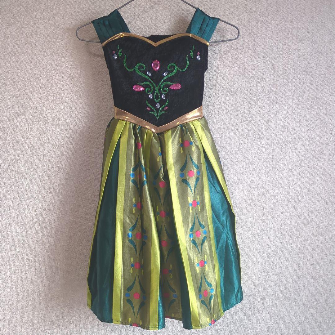 香港ディズニーランド　アナと雪の女王　アナ戴冠式ドレス　100〜110cm ♡ 香港ディズニーランドでアナコーデ2パターンした時の💚 アナは戴冠