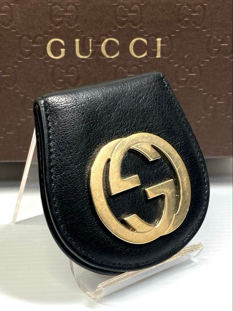 良品　グッチ　インターロッキング　レザー　馬蹄型　ケース　小銭入れ GUCCI（グッチ） SALE GUCCI GGマーモント 馬蹄型 コインケース レザー