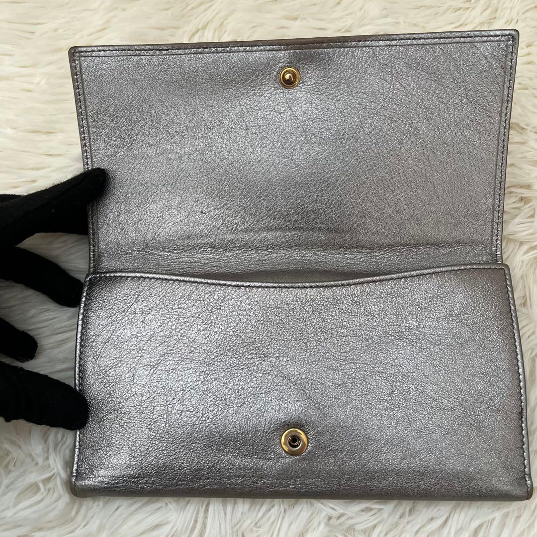 Yves Saint Laurent Yメール シルバー 長財布 ヴィンテージ