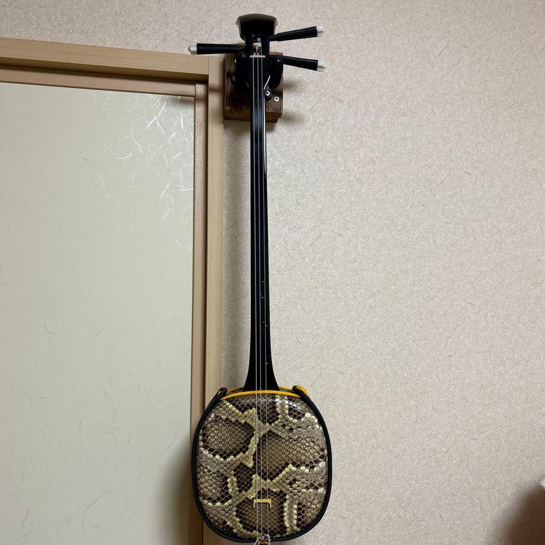 三線 本体 ヘビ革製 ハードケース付き 極美品・すぐ始められる】沖縄三線 本蛇皮張り 付属品多数 ハード