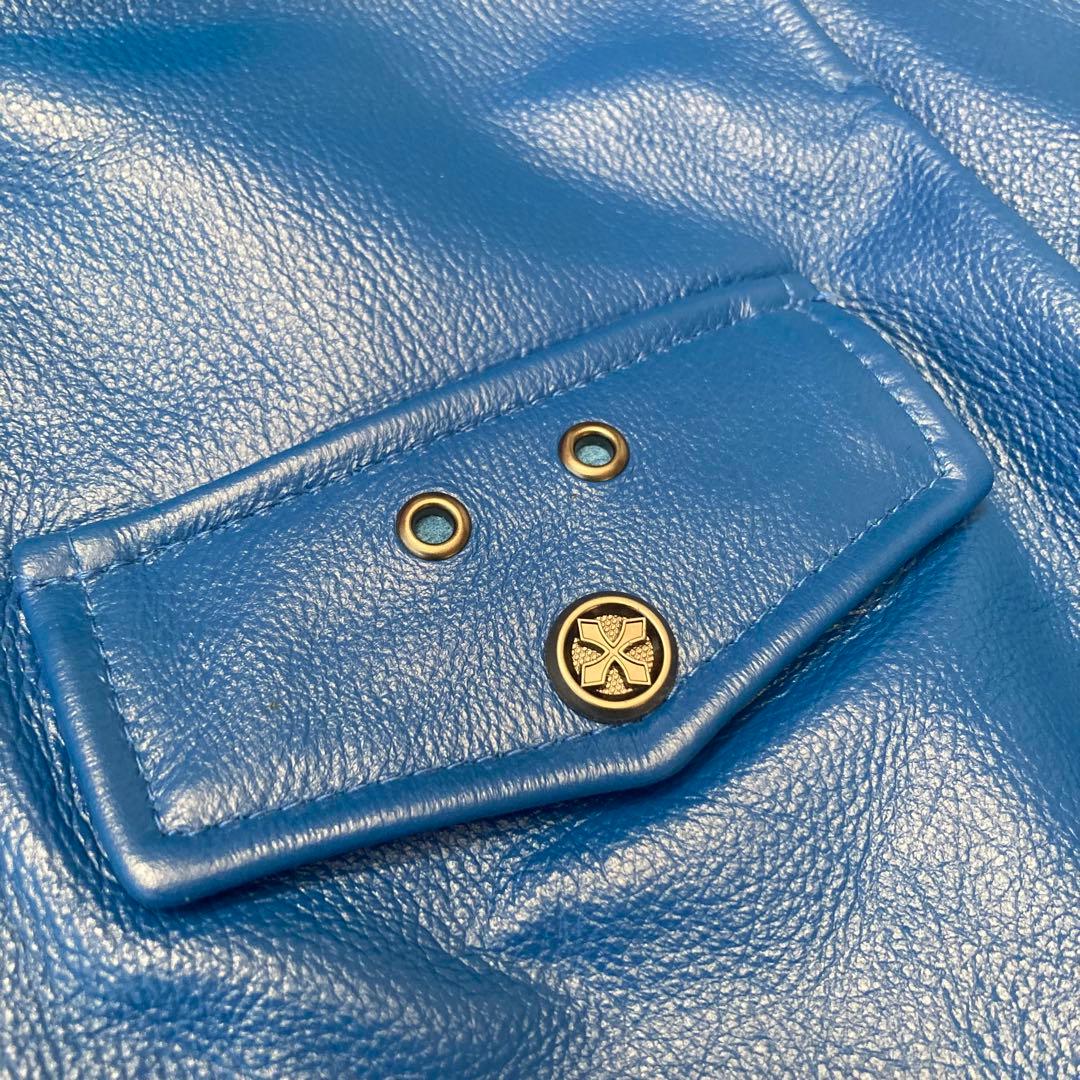 FORTIME レザージャケット シングルライダース 青 Lサイズの通販はau