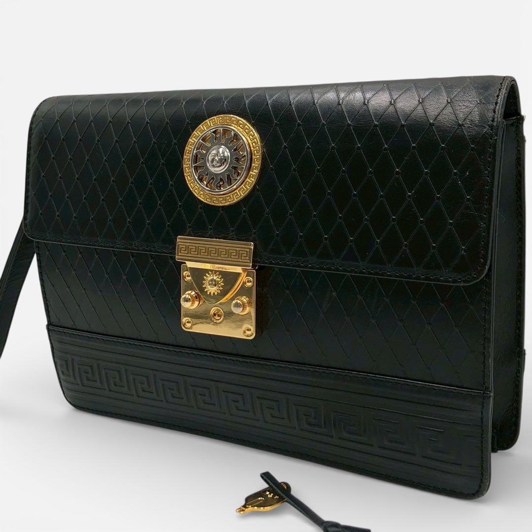 美品◎鍵付◎GIANNI VERSACE セカンドバッグ クラッチバッグ レザー
