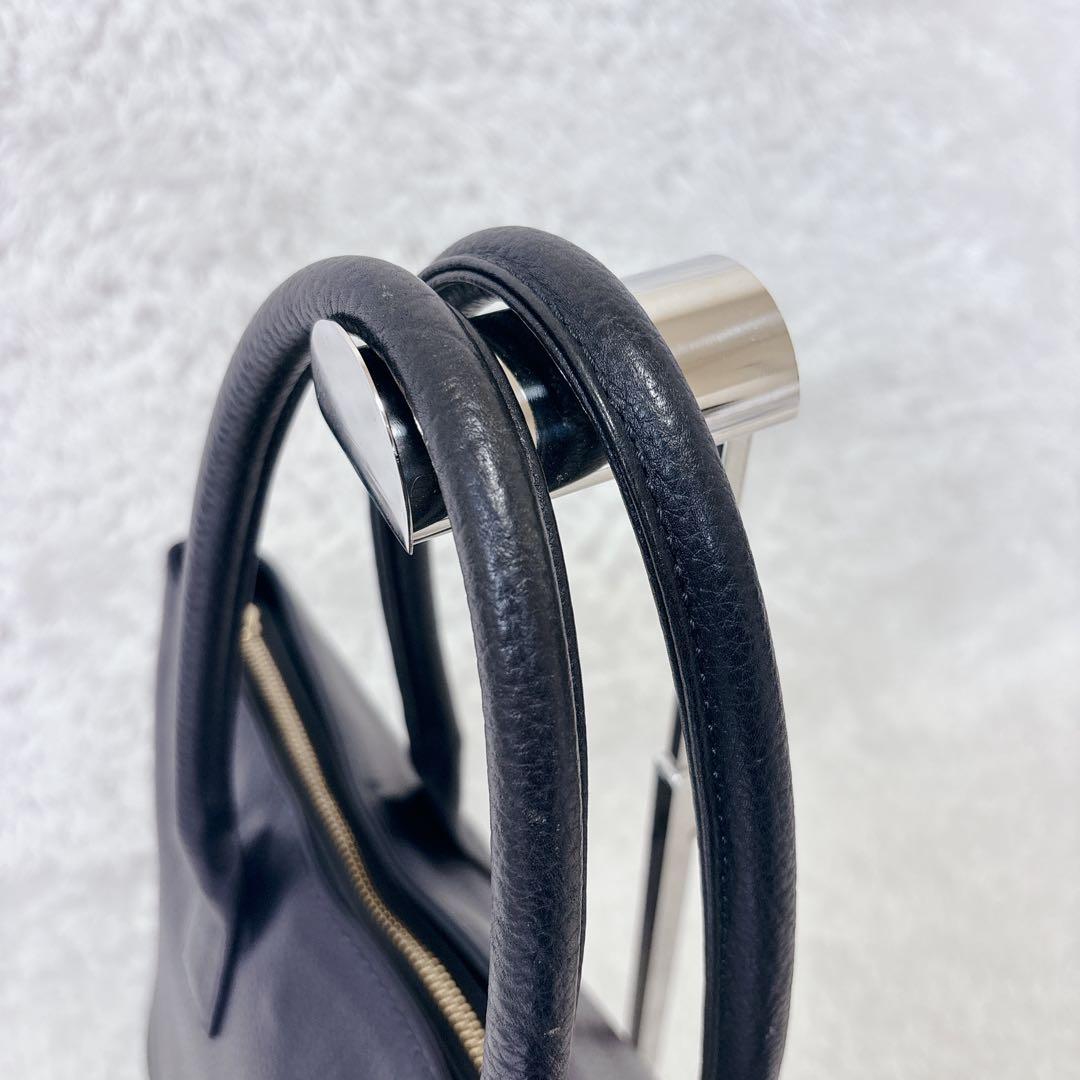 美品 ハッシュタグ トートバッグ シボ革 A4 自立 ダークネイビー 肩