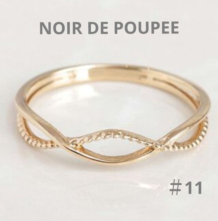 NOIR DE POUPEE K10 シンプルクロスライン レイヤードリング