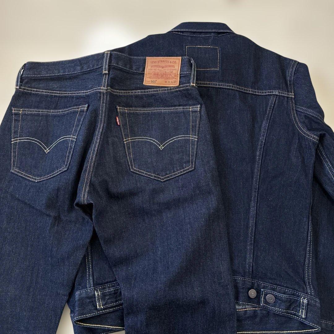 リーバイス 濃紺デニムセットアップ トラッカージャケット 501 W31
