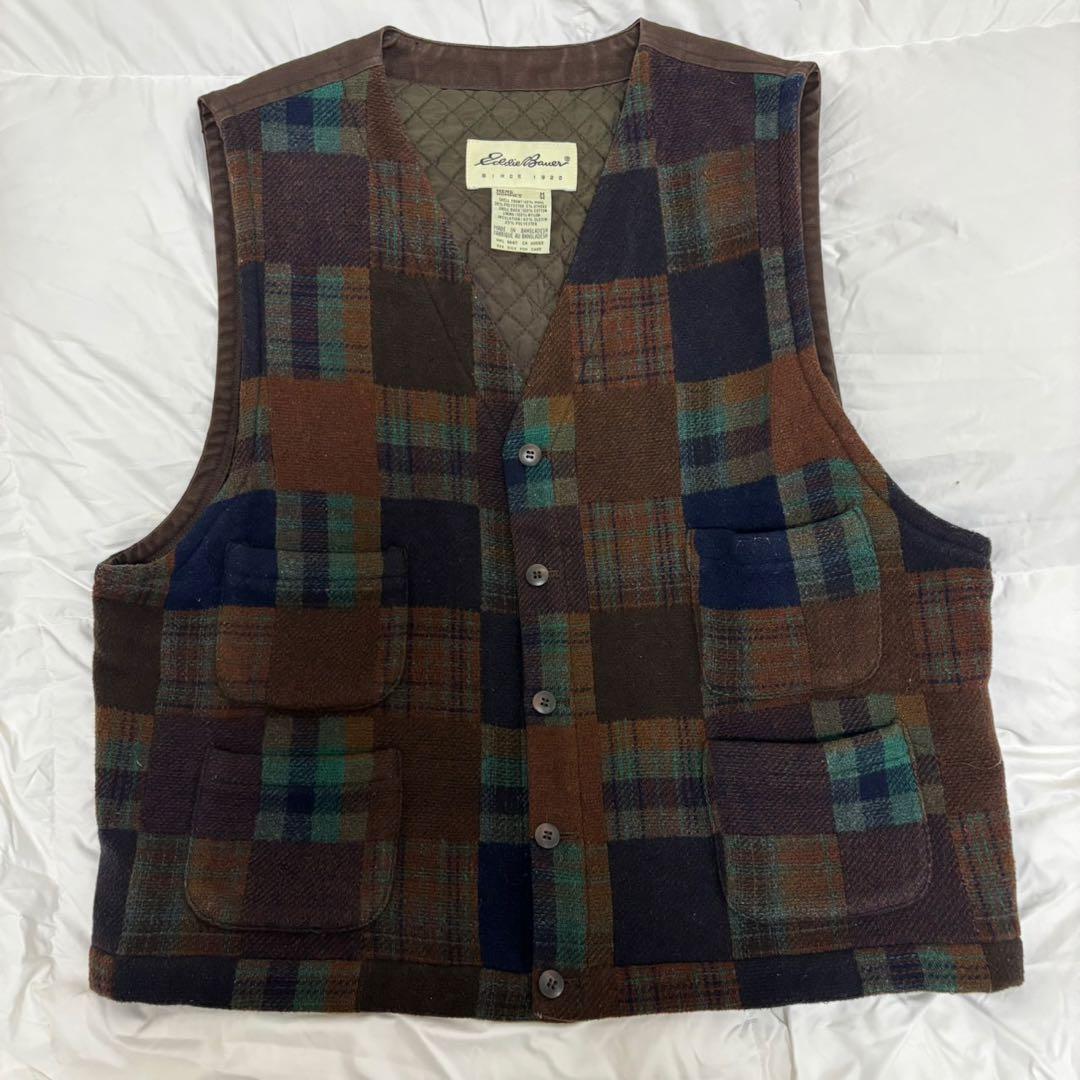 90s 00s Eddie bauerエディーバウアー 白タグ ベストOLD 80s 90s Eddie Bauer コットンベスト エディーバウアー ヴィンテージ