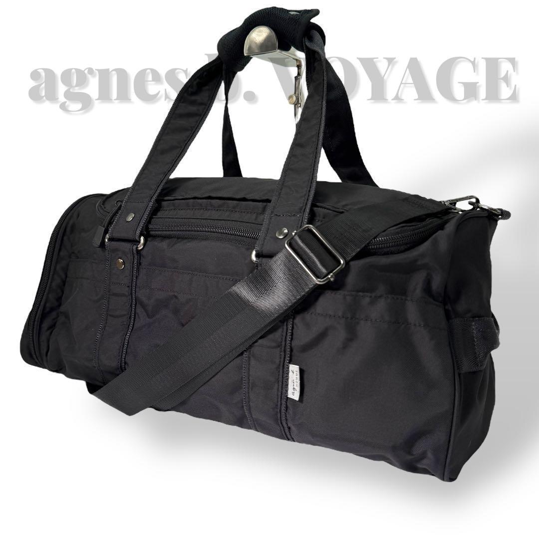 《美品》agnes b. VOYAGE 2way　ボストンバッグ　ナイロン　黒