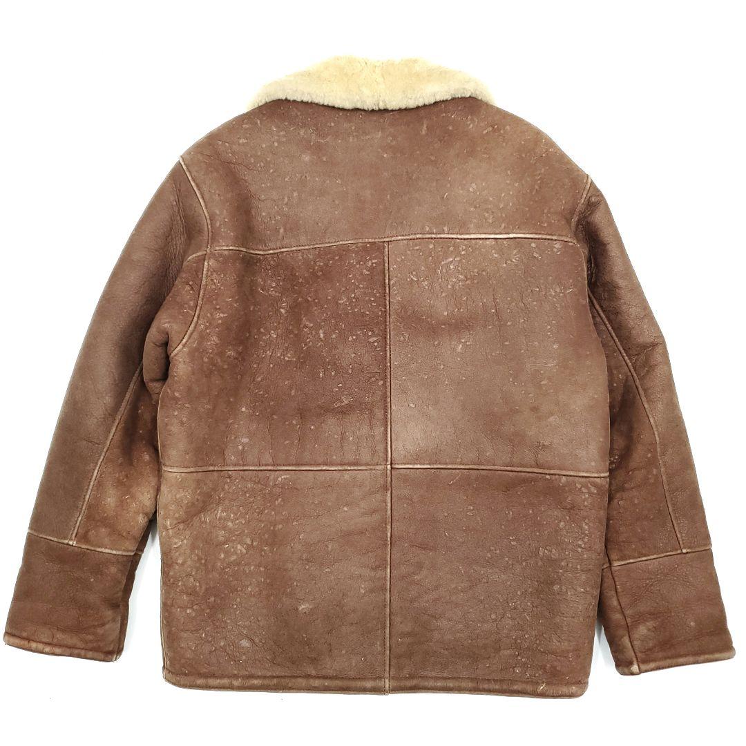 肉厚リアルムートン◇NB◇メンズL位ムートンコート茶ブラウン本革 758