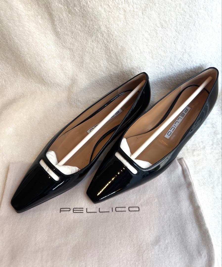 ☆美品☆PELLICO 黒エナメルフラットパンプス サイズ38 - メルカリ