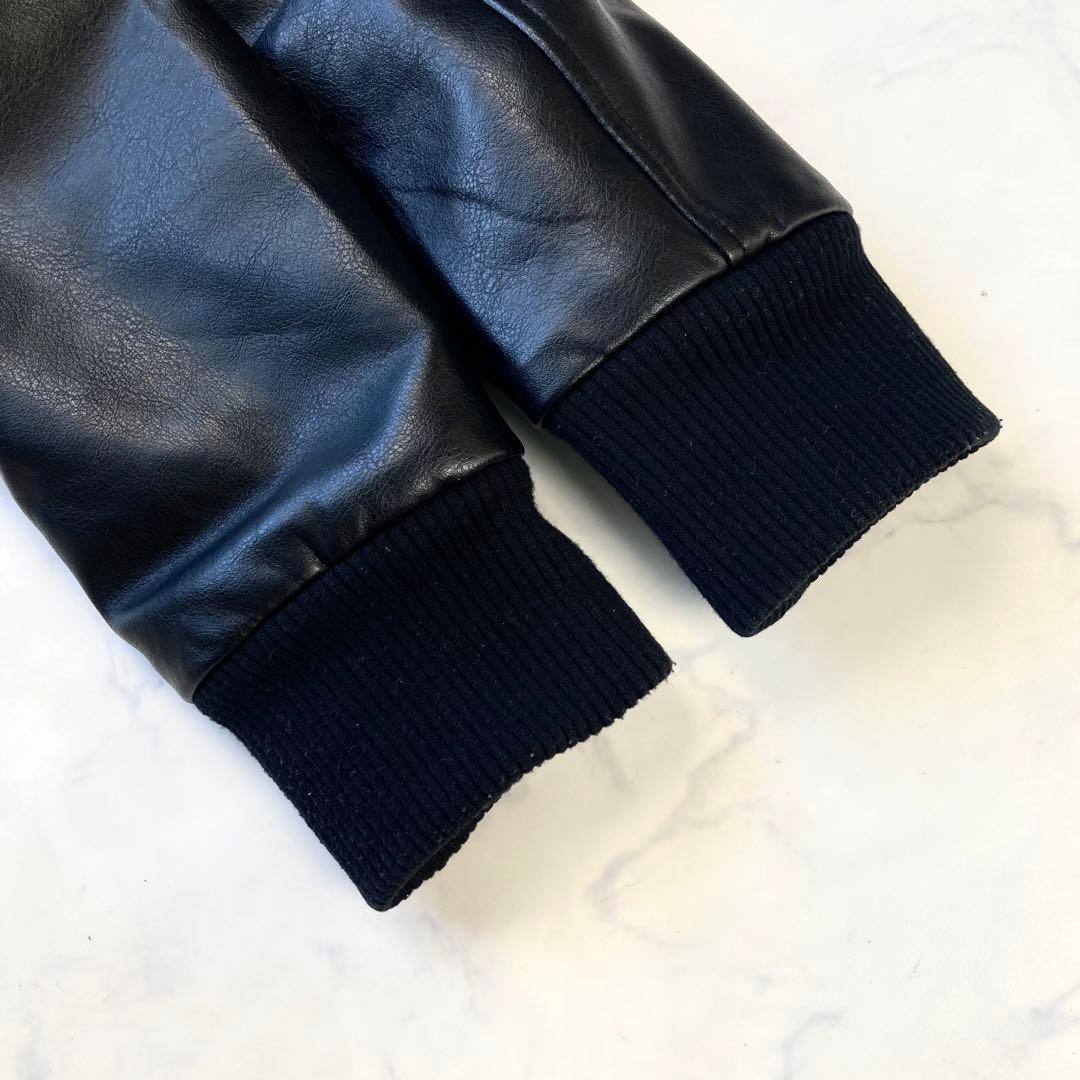 極美品 現行タグ ディーゼル フェイクレザージャケット ロゴ 黒 短丈