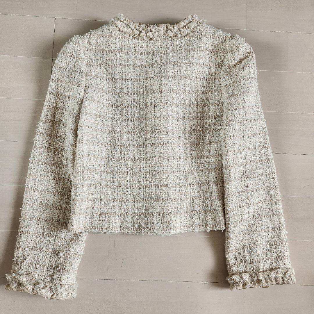 エムズグレイシー 2023美品 リボンツイード フリルジャケット38M