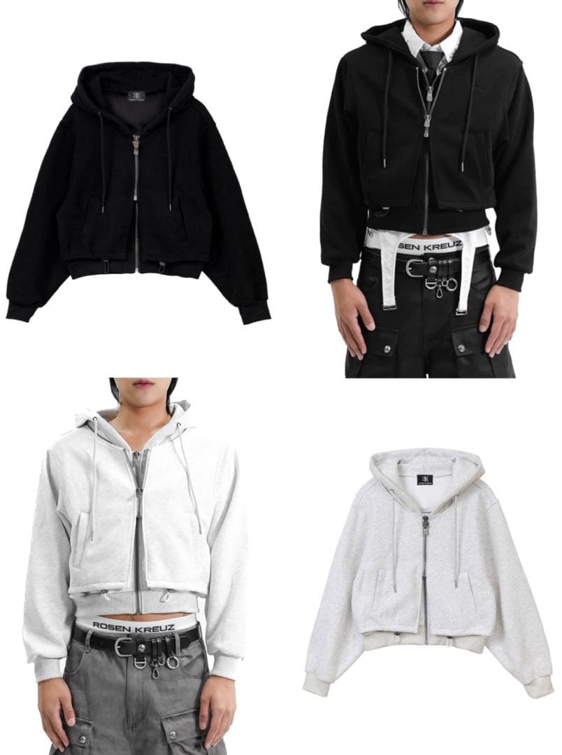 rosen kreuz(ローゼンクロイツ)ショート丈 パーカー(グレー) - メルカリ