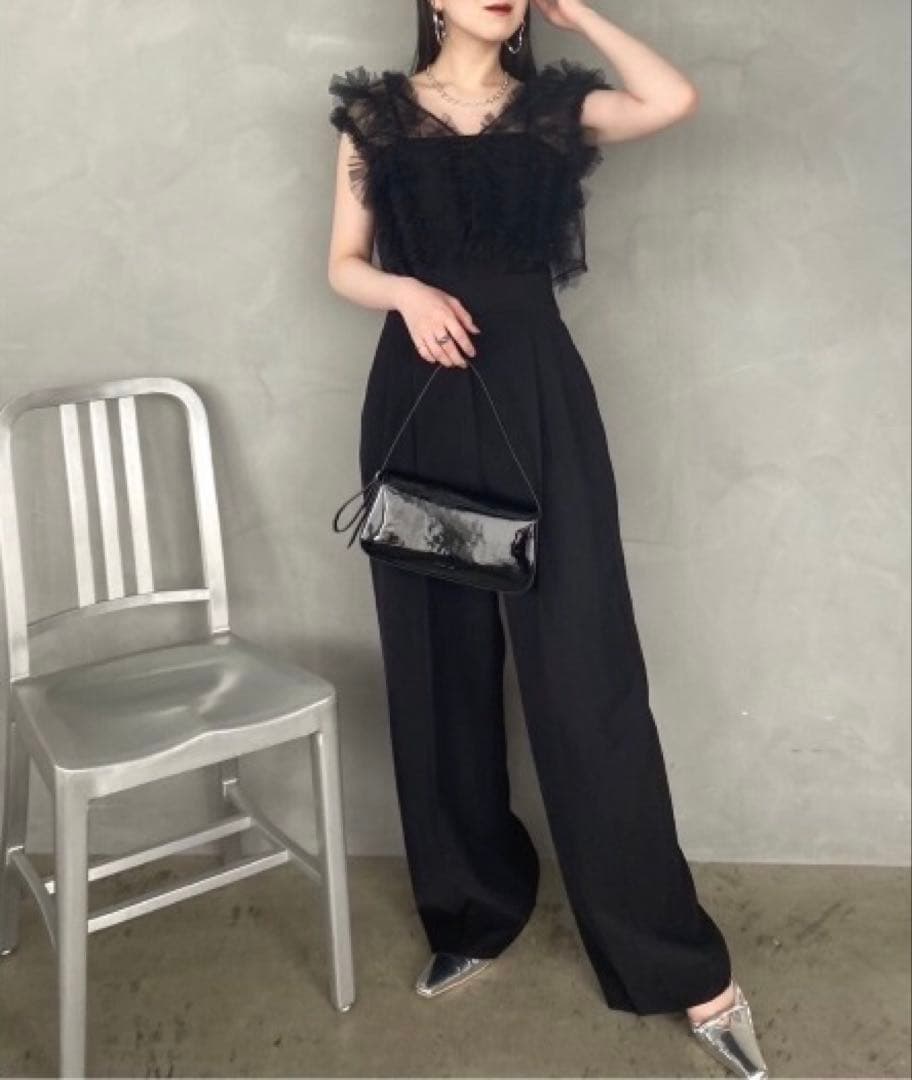 【美品】チュールブラウスセットベアコンビネゾン ブラック 1 フレイアイディー 新作！チュールブラウスセットベアコンビネゾン | FRAY I.D | ショップ