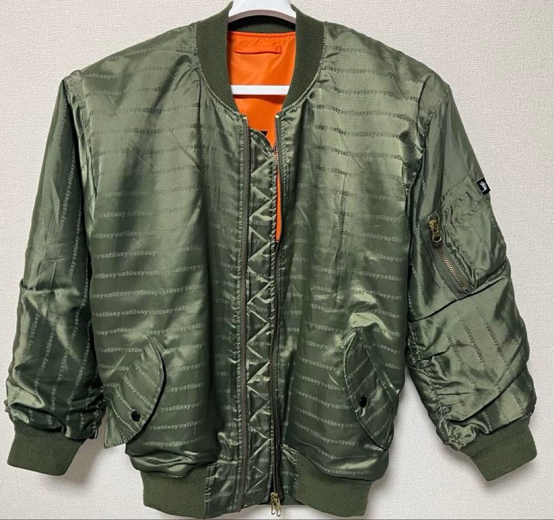 希少stussy ma-1 リバーシブル 総柄 ステューシー ma1 - メルカリ