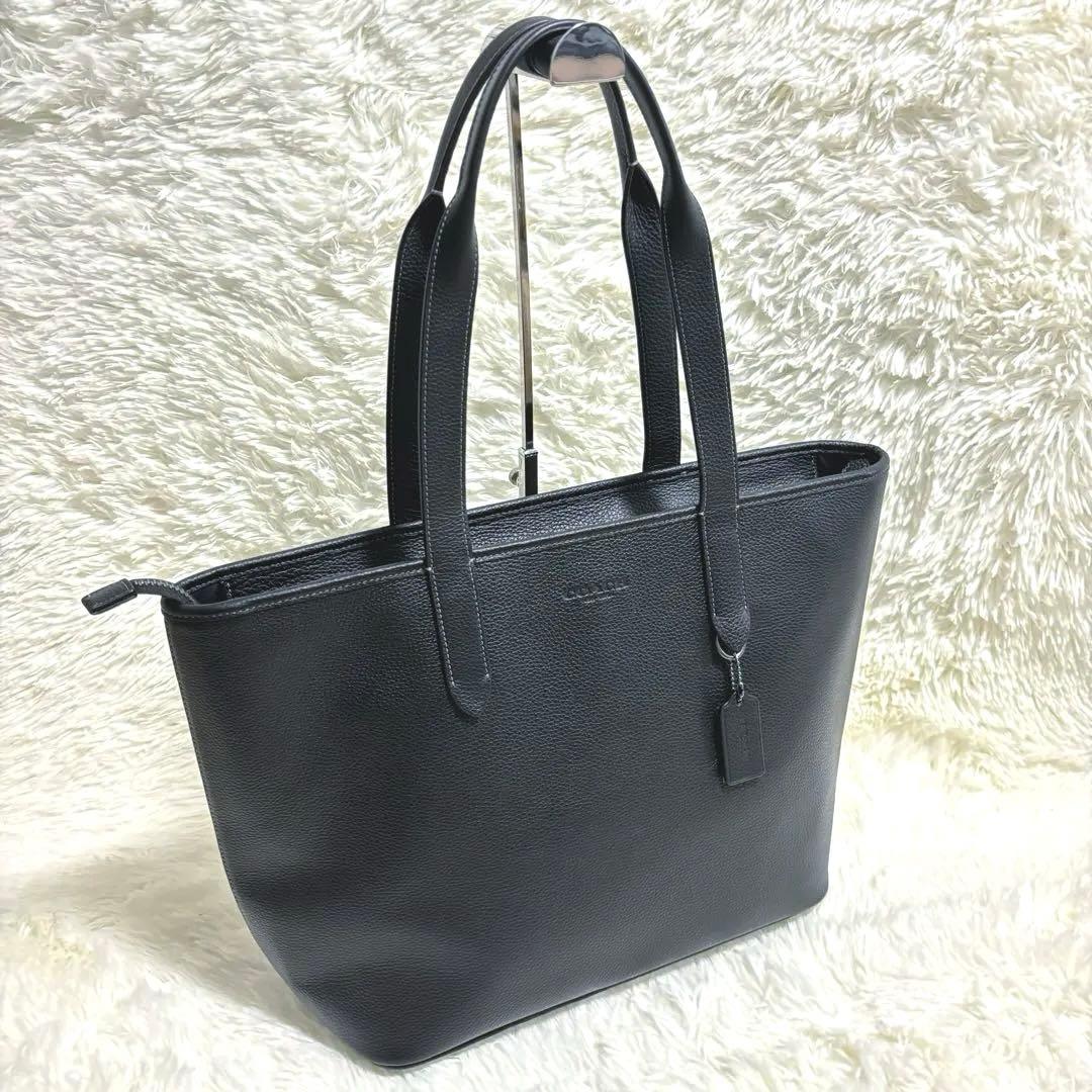 美品】コーチ サリバン C9876 トートバッグ レザー シボ革 A4収納 黒