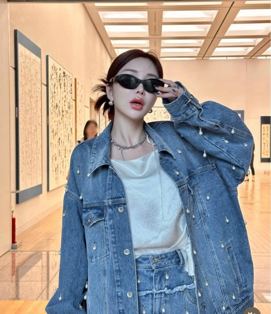 JOSE MOON オーバーデニムジャケットwith パール - メルカリ