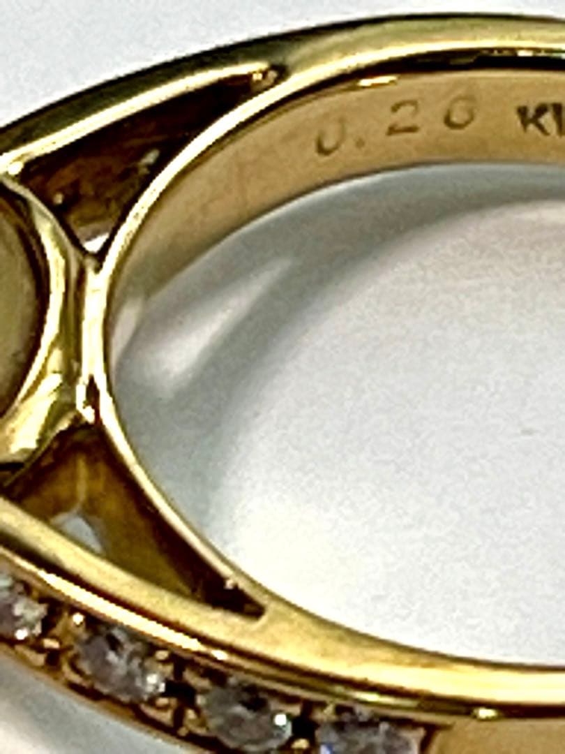 K18ゴールデンパールダイヤモンド0.20ctデザインリング 6.5ｇ