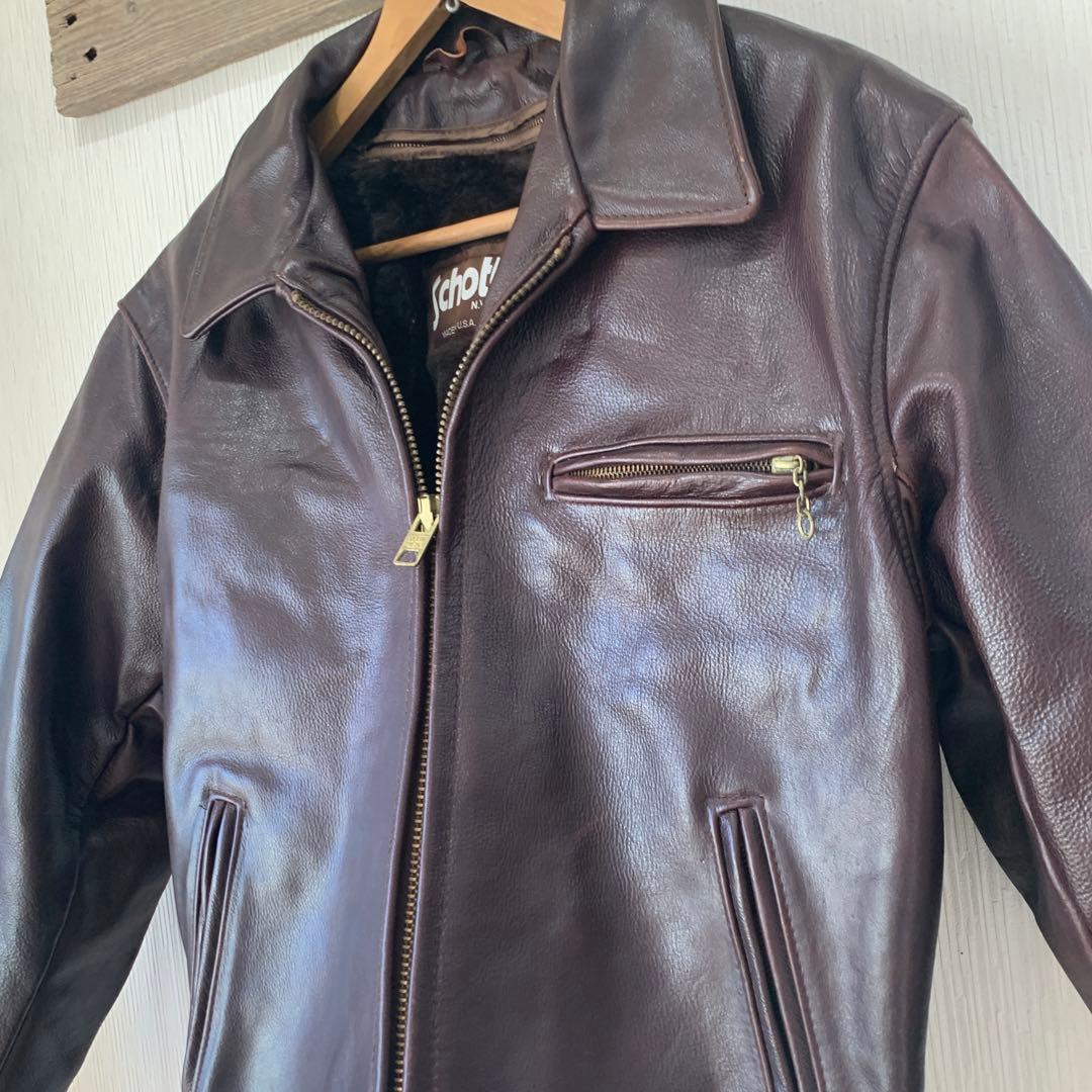 Schott ショット 642VS サイズ38 茶色 シングルライダース 襟あり