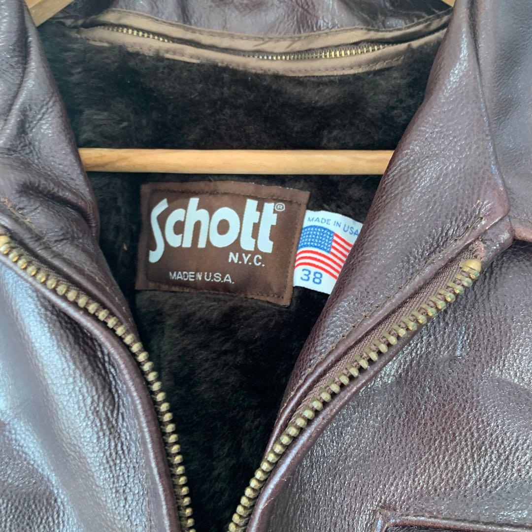 Schott ショット 642VS レザー シングルライダースジャケット茶 38
