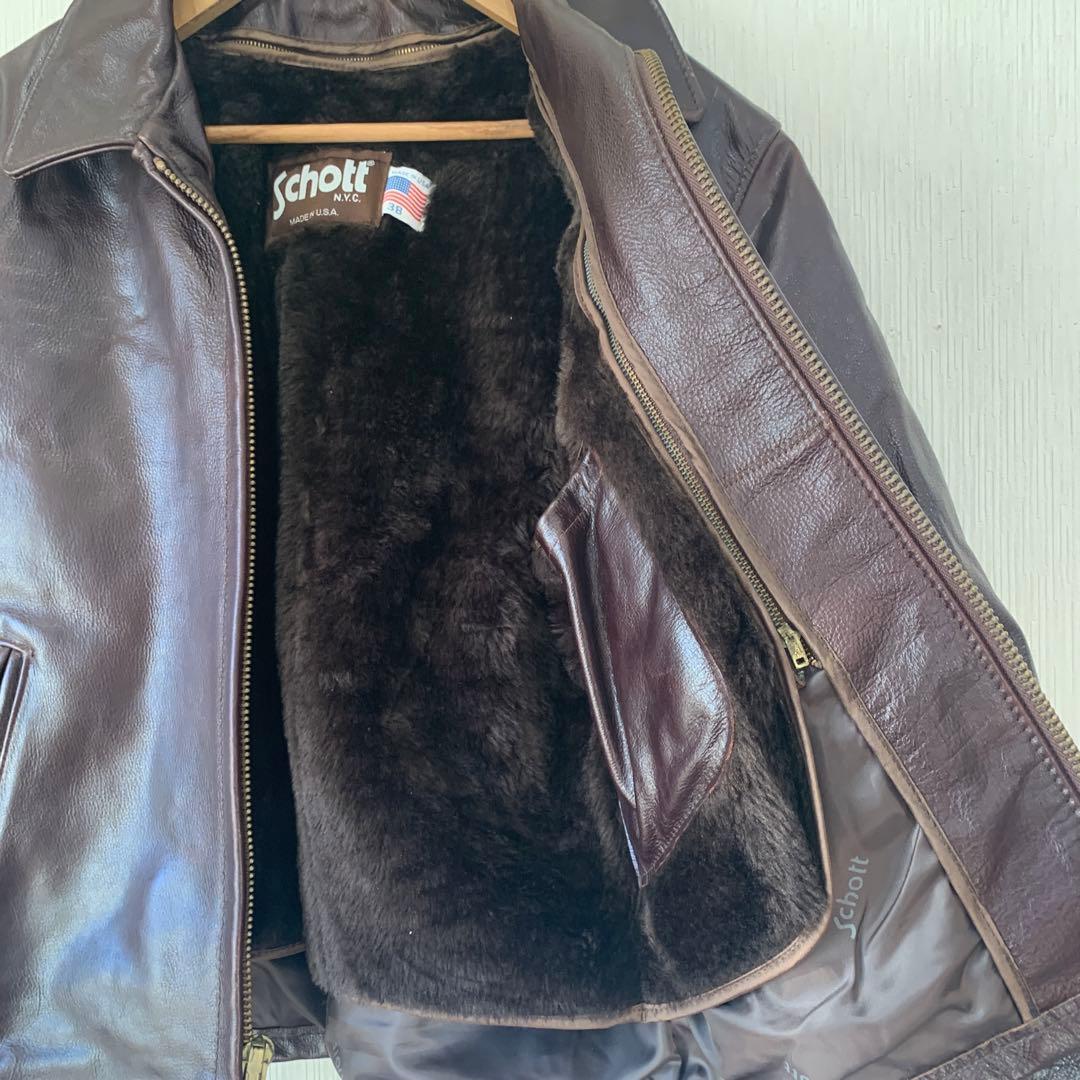 Schott ショット 642VS レザー シングルライダースジャケット茶 38