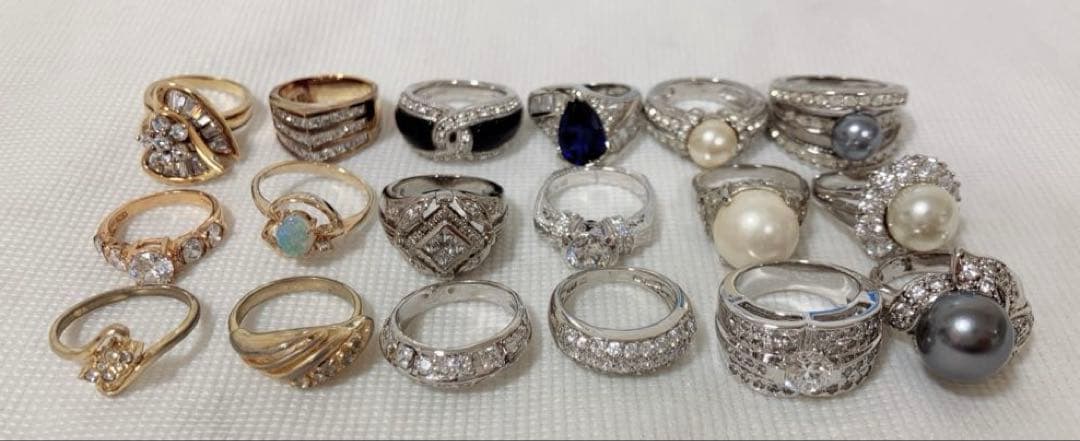 リング 18点 まとめ パール イミテーション 人工 ダイヤ ジャンク 指輪 ダイヤモンド 1.0カラット 一文字 リング/指輪 K18 18金 PT プラチナ