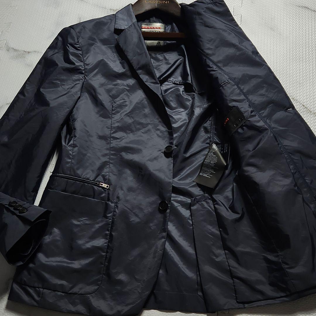 プラダ 現行タグ テーラードジャケット ナイロン ネイビー PRADA SPORTS ナイロンテーラードジャケット メンズ SIZE 48 プラダ