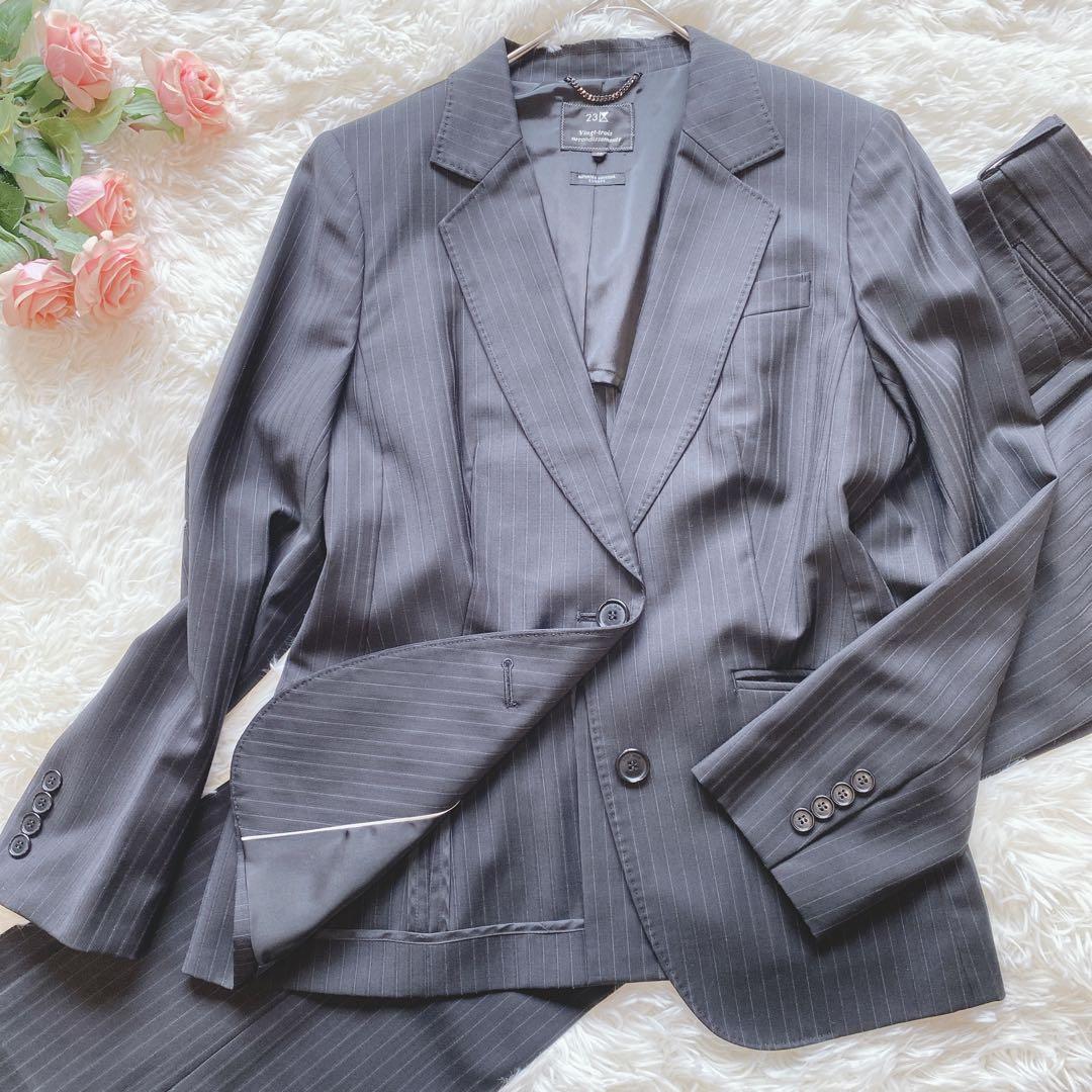 【44/46】23区（ニジュウサンク）パンツスーツ　大きいサイズ　ストライプ ニジュウサンクオオキイサイズ 23区（大きいサイズ） 【CLASSY.6月号