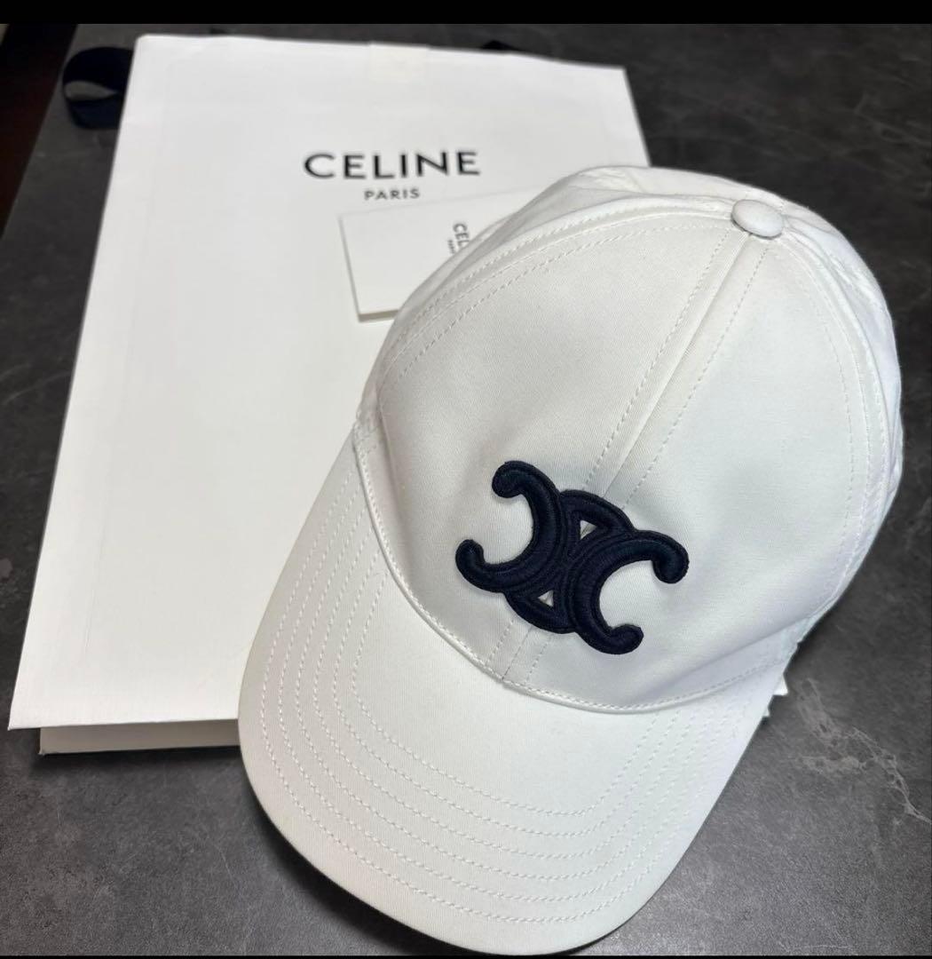 トリオンフベースボールキャップ ホワイト S トリオンフ ベースボールキャップ / コットン - ホワイト | CELINE