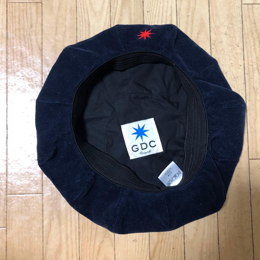 日本製 GDC 刺繍ロゴ コーデュロイ ベレー帽 ネイビー キムタク 降谷