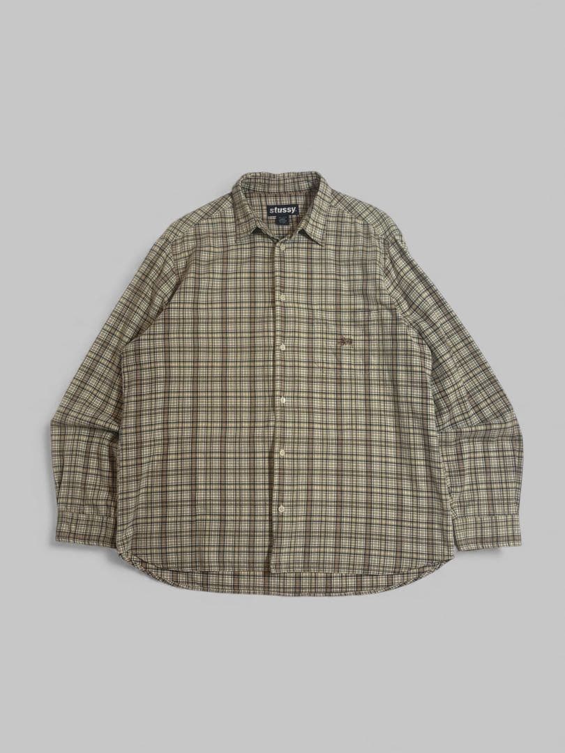トップス old stussy check shirt 80s old stussy classic check shirt L size | nawona