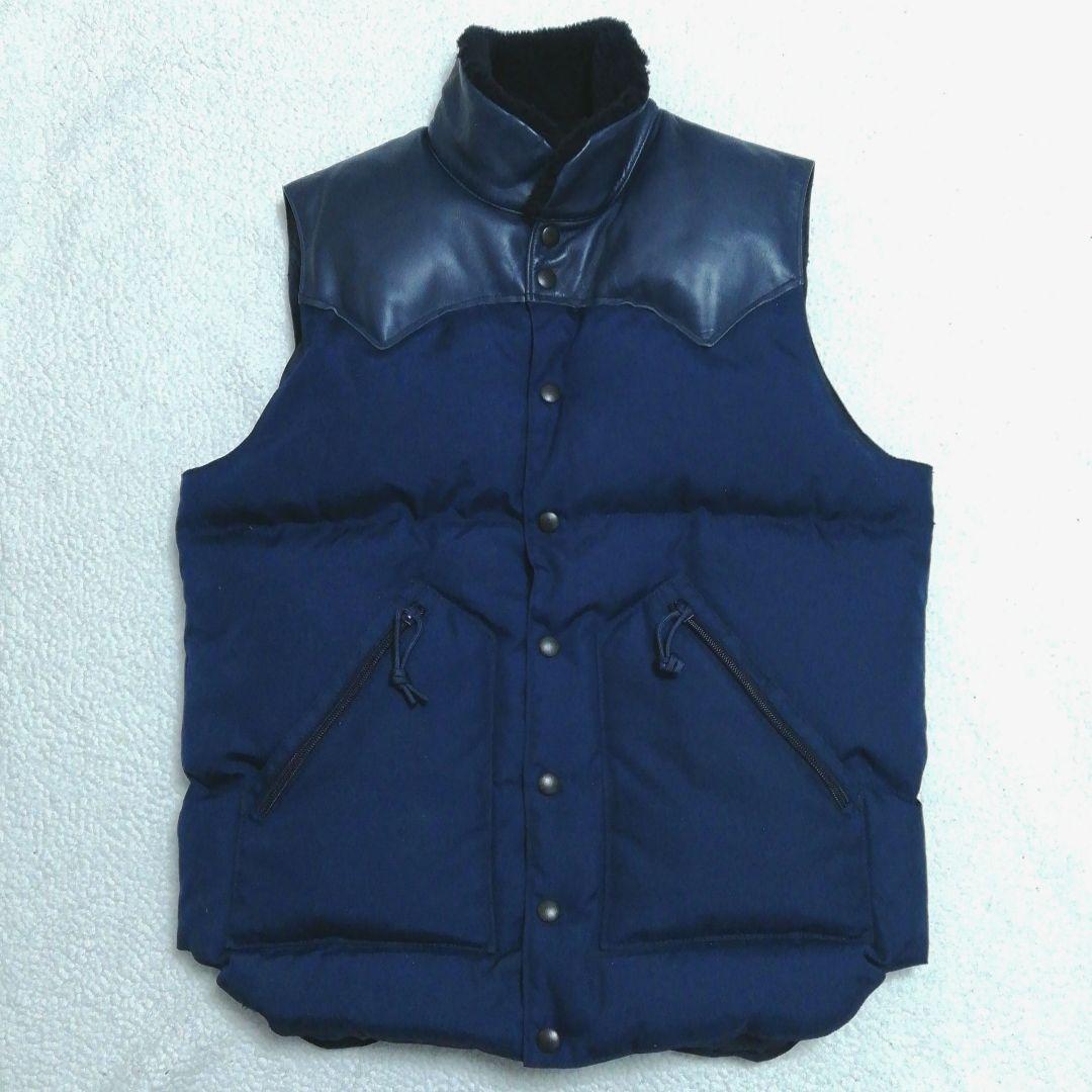 ロッキーマウンテン☓ブリーフィング☓ビームス レザー切替えダウンベスト40 ブランド古着】Rocky Mountain featherbed co × BRIEFING × BEAMS