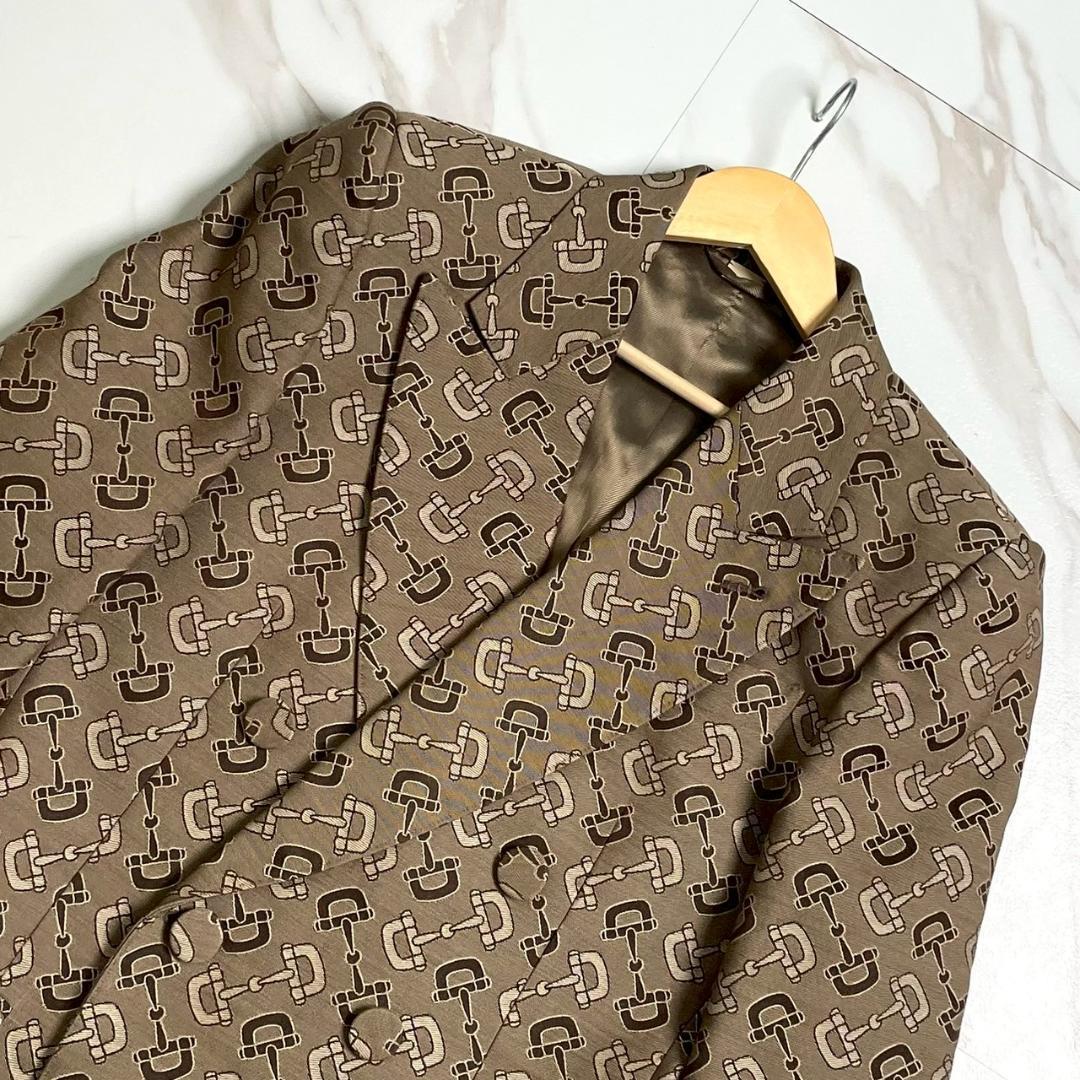 極美品 グッチ マキシ ホースビット セットアップ ジャケット 総柄