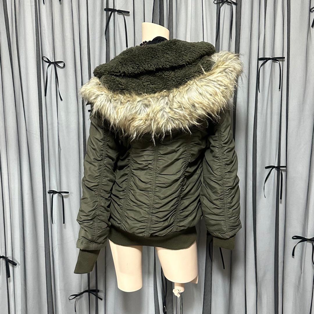 平成ギャル y2k フード ファー付きミニタリーモッズコート フェアリー