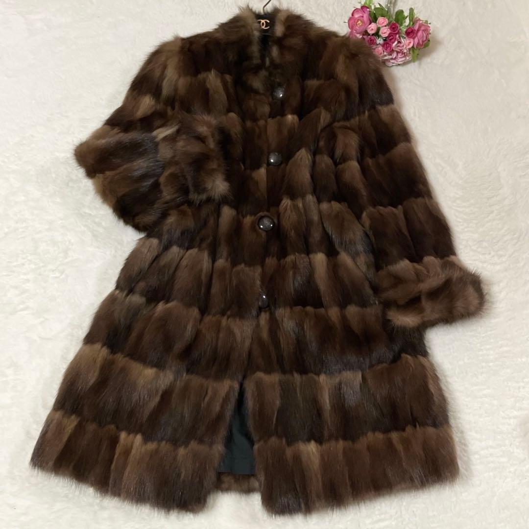 【美品】 ロシアンセーブル リバーシブル 毛皮 ロングコート サイズL相当 sankyo shokai（三京商会） ＜爆買＞ファー/ロシアン セーブル コート