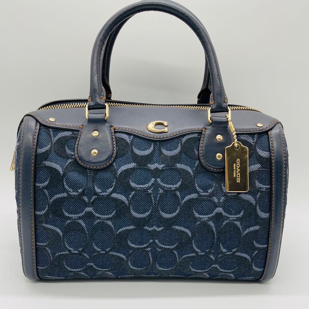 コーチ ミニボストンバッグ F39920 2WAY デニム ネイビー 良品 - メルカリ