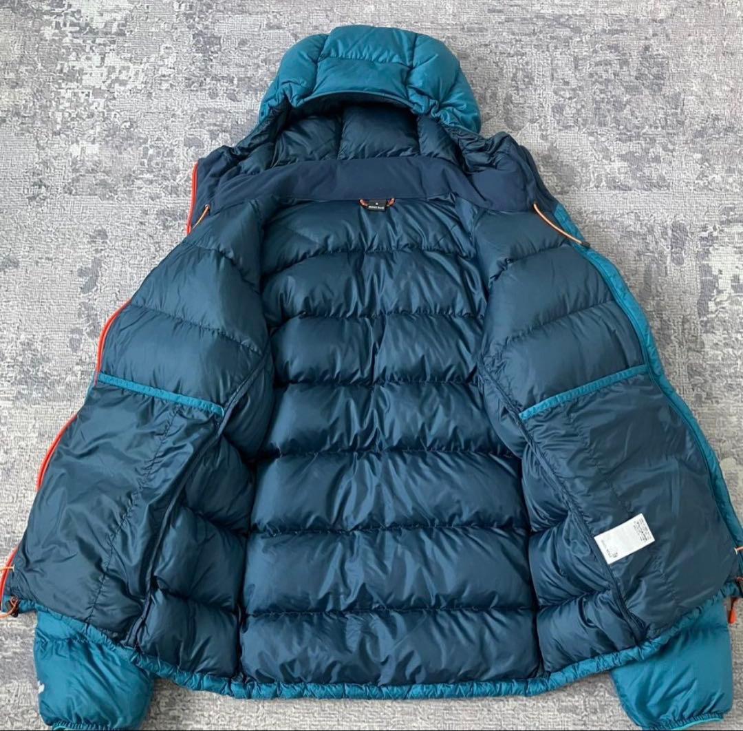 montbell フード付きダウンジャケット 青 - メルカリ