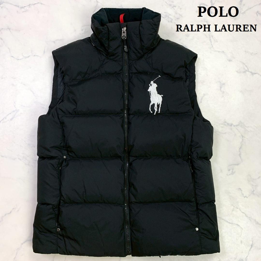 ポロラルフローレン ダウンベスト ビッグポニー刺繍 ブラック M E169