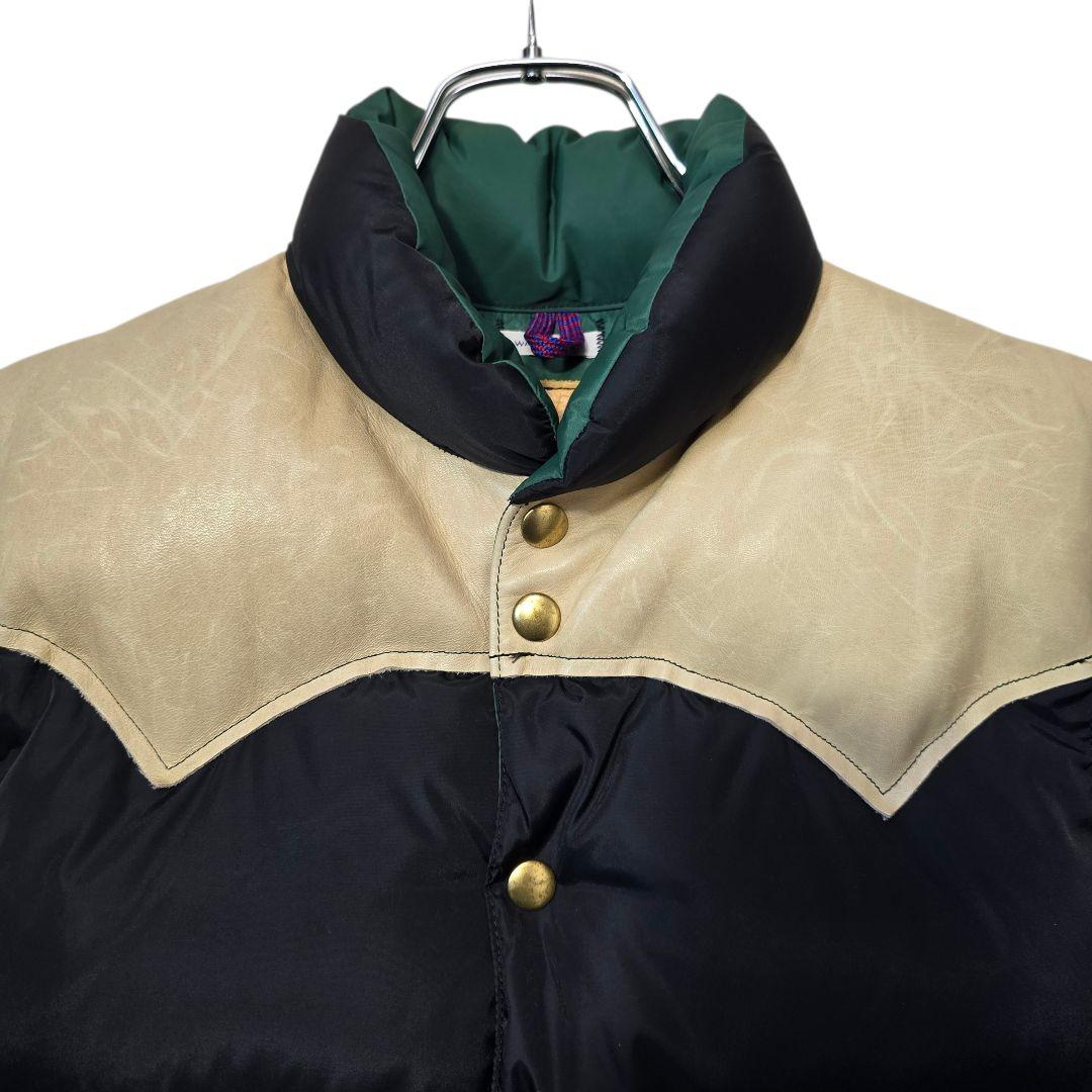 ロッキーマウンテンフェザーベッド ウエアハウス ダウンベスト 馬革 黒