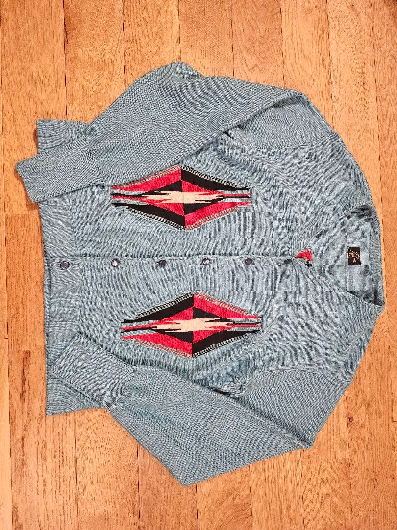 最終値下　Needles ライトブルー カーディガン Lサイズ シップス SHIPS 〈手洗い可能〉ブルー FOX クルーネック カーディガン