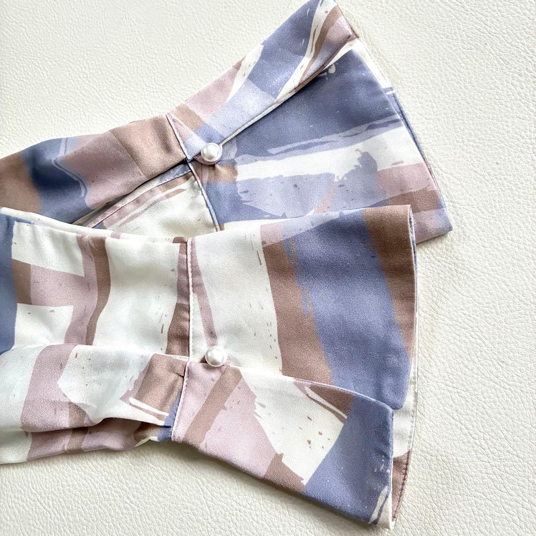 ◇極美品◇ANAYI◇スクエア幾何プリントサイドボウタイブラウス