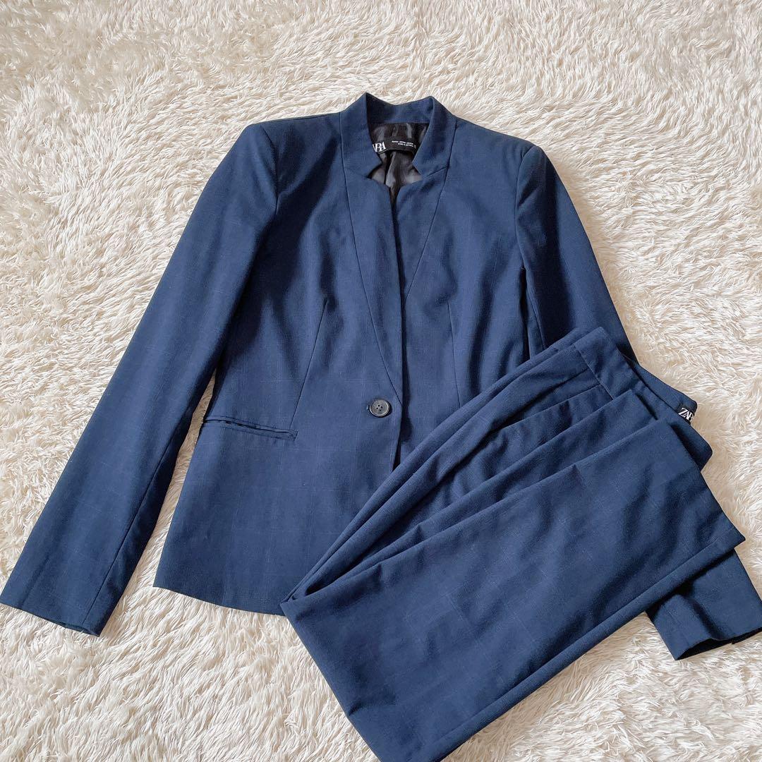ZARA ザラ ノーカラー ジャケット パンツ セットアップ スーツ