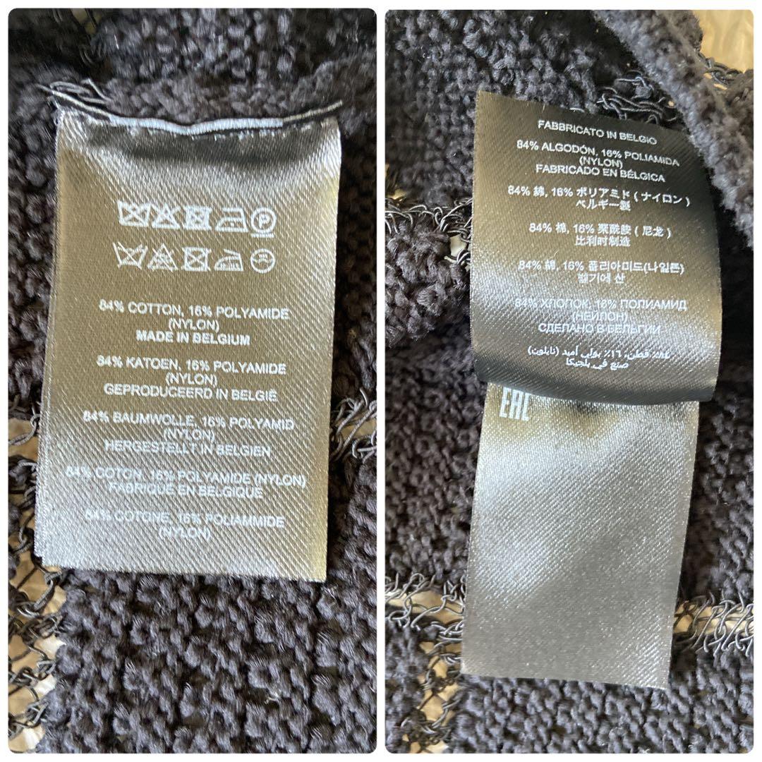 美品 ドリスヴァンノッテン 透かし編みニットポロシャツ ブラック M位