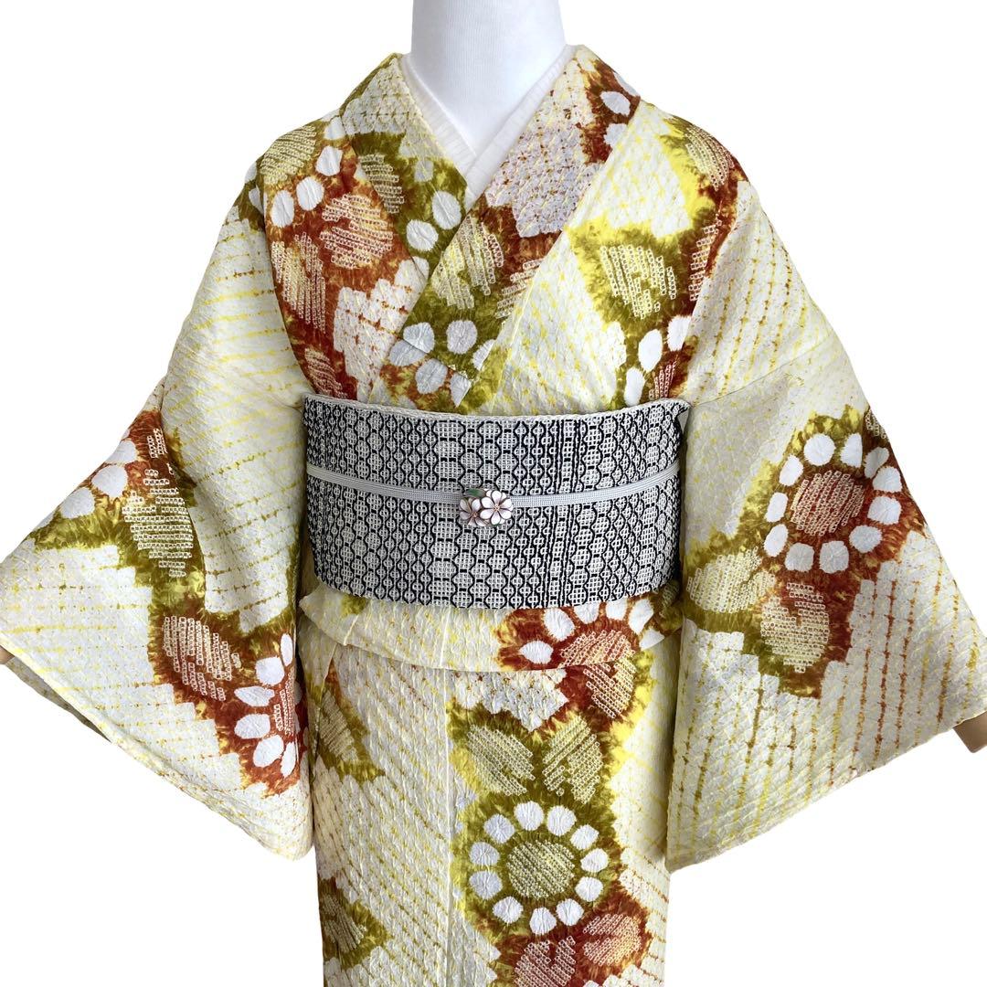 未使用品　有松絞り　絞り染め　絞り浴衣　NO33 浴衣 絞り 新品 伝統工芸 有松鳴海絞り 手絞り 手染め 御仕立上り