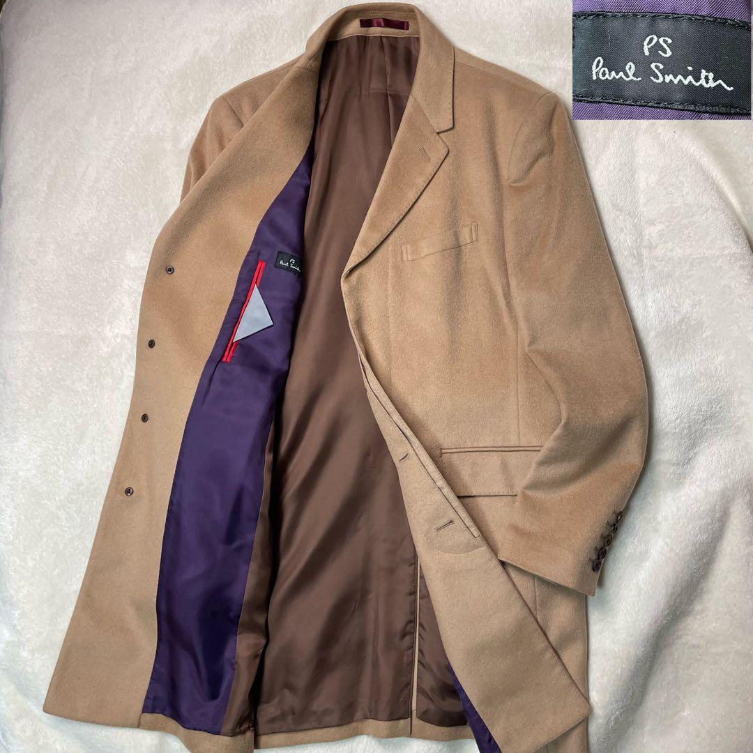 Paul Smith ポールスミス カシミヤ100 ベージュ ダブル チェスター 未使用品】Paul Smith カシミア チェスターコート ベージュ Sサイズ