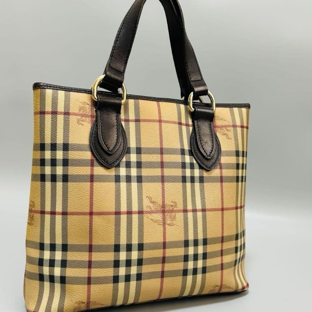 BURBERRYバーバリー ノバチェック シャドーホース PVC ハンドバッグ