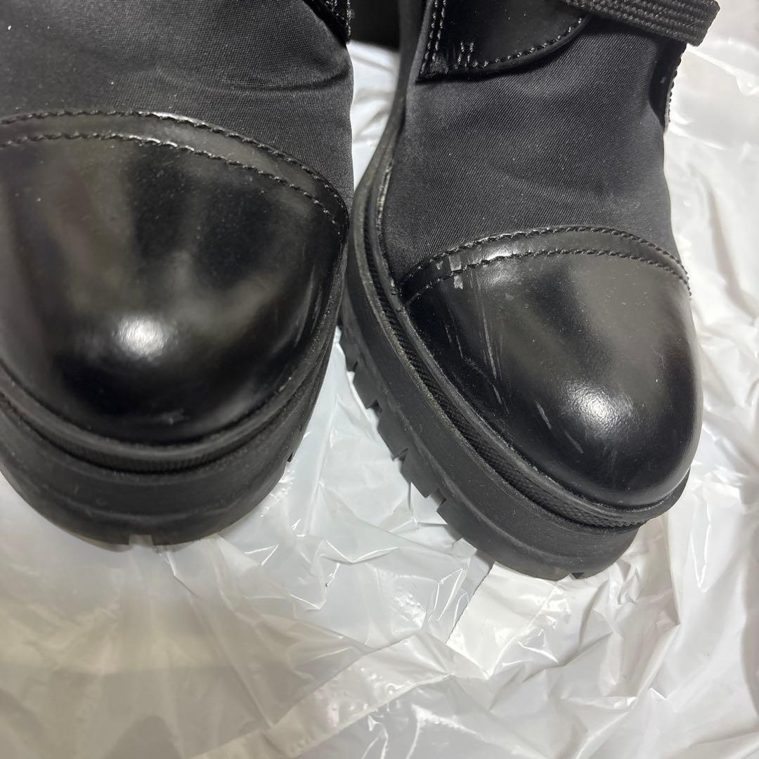 美品 プラダ PRADA ブラッシュドレザー レースアップブーティ ブーツ
