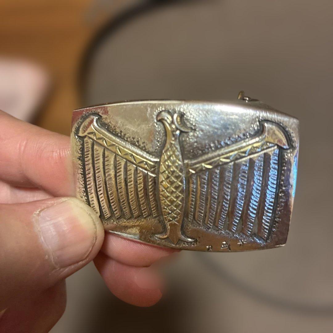 鷲デザインのレザーベルト シルバー銀製950