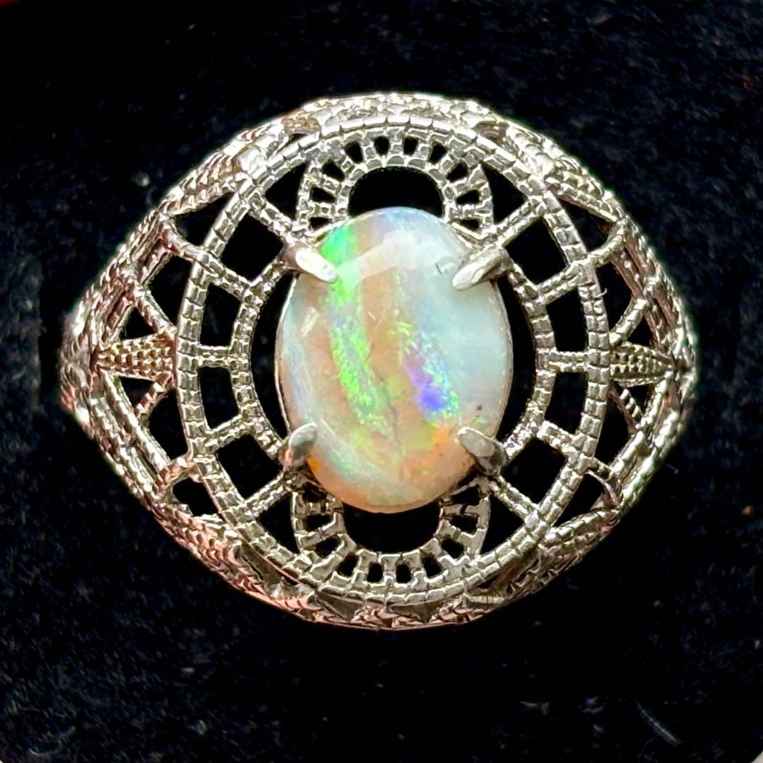 セミブラックオパールシルバーリングアールデコ フィリグリースタイルリボンパターン 楽天市場】ブラックオパール リング/指輪 0.976カラット プラチナ900